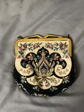 Vintage 1960s Tapestry Evening Bag Made in West Germany for H.C. Prange Co.